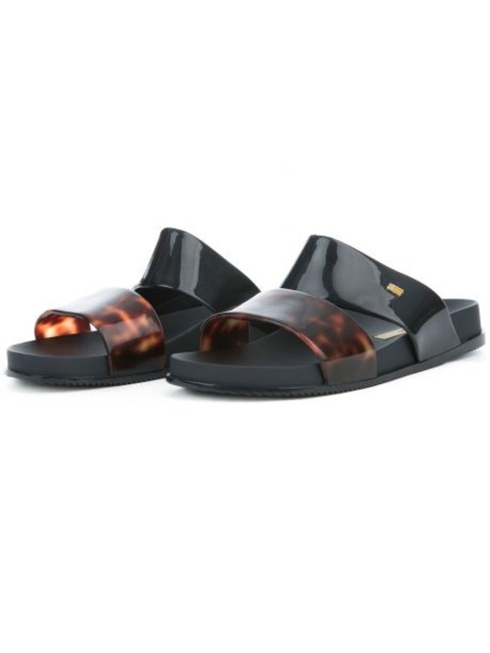 Melissa Women’s Black & Tortoiseshell Double Strap Slide Sandals
